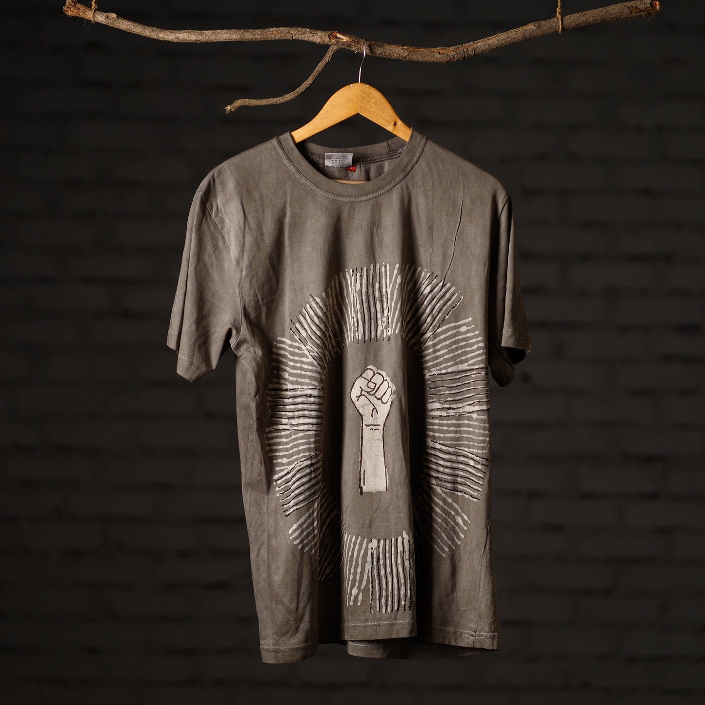 Brown - bindaas art printed cotton round neck t-shirt