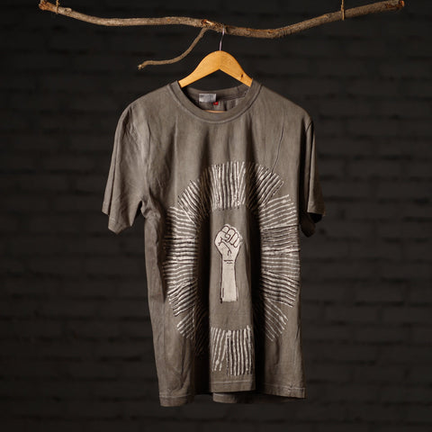 Brown - bindaas art printed cotton round neck t-shirt