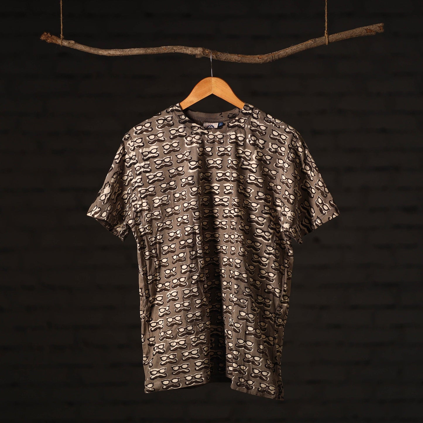 Brown - bindaas art printed cotton round neck t-shirt