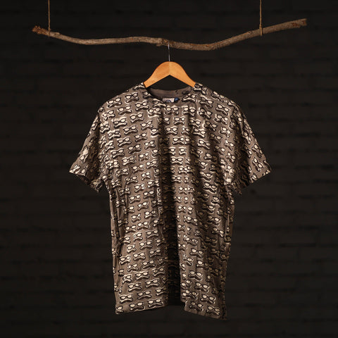 Brown - bindaas art printed cotton round neck t-shirt
