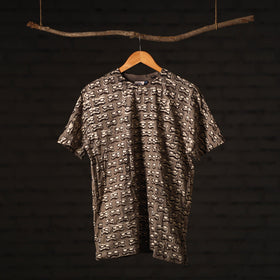 Brown - bindaas art printed cotton round neck t-shirt