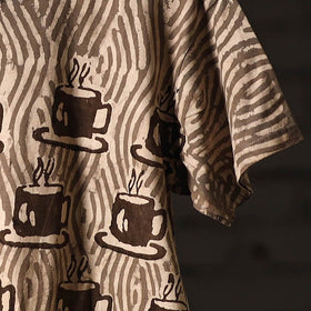 Brown - bindaas art printed cotton round neck t-shirt