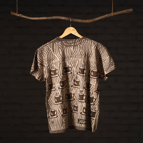 Brown - bindaas art printed cotton round neck t-shirt