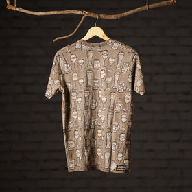 Brown - bindaas art printed cotton round neck t-shirt