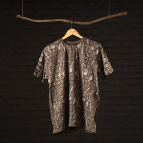 Brown - bindaas art printed cotton round neck t-shirt