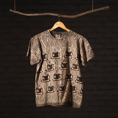 Brown - bindaas art printed cotton round neck t-shirt