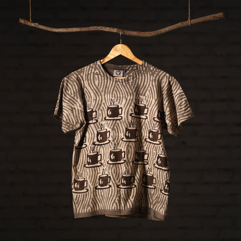 Brown - bindaas art printed cotton round neck t-shirt