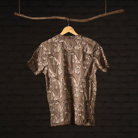 Brown - bindaas art prints natural dyed cotton round neck