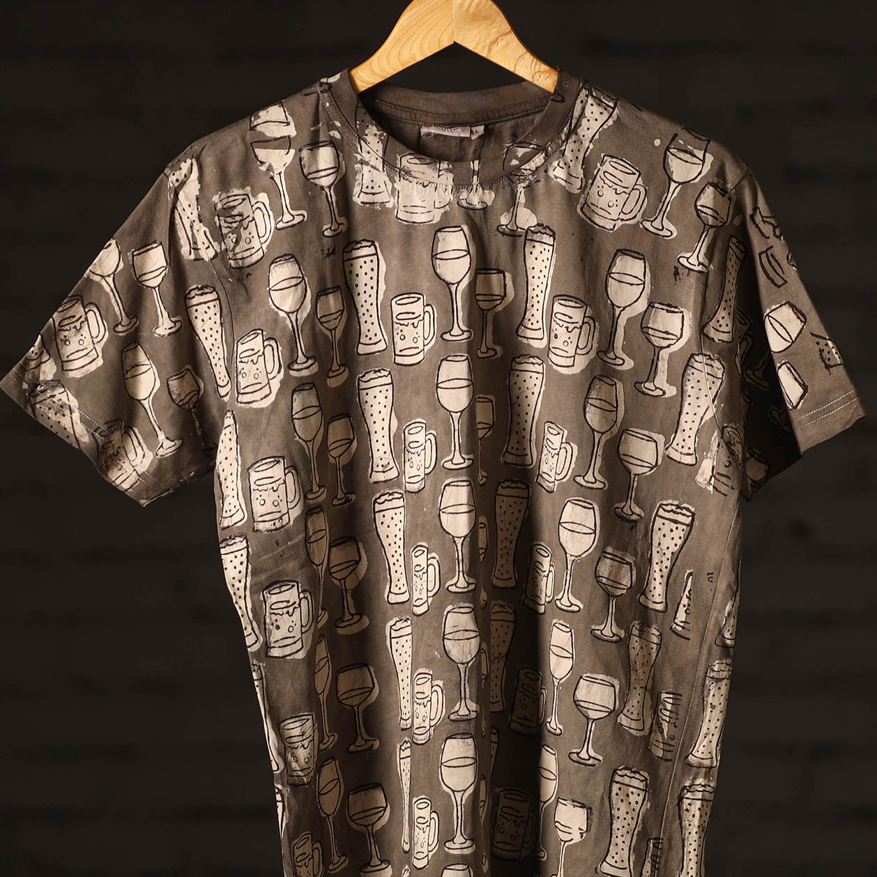 Brown - bindaas art prints natural dyed cotton unisex round