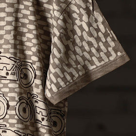  Bindaas Block Art Prints Natural Dyed Cotton Unisex Round Neck T-shirt 