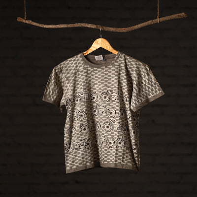  Bindaas Block Art Prints Natural Dyed Cotton Unisex Round Neck T-shirt 