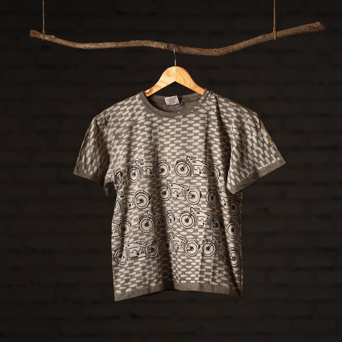  Bindaas Block Art Prints Natural Dyed Cotton Unisex Round Neck T-shirt 