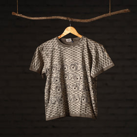  Bindaas Block Art Prints Natural Dyed Cotton Unisex Round Neck T-shirt 