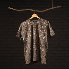 Brown - bindaas art printed cotton round neck t-shirt