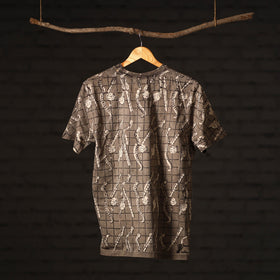 Brown - bindaas art printed cotton round neck t-shirt