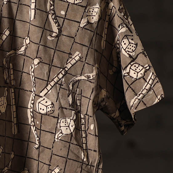 Brown - bindaas art printed cotton round neck t-shirt