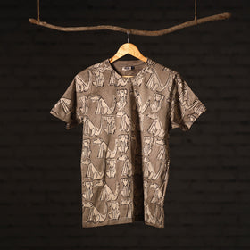 Brown - bindaas art prints natural dyed cotton round neck