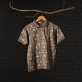 Bindaas Natural Dyed Art Block Print Unisex Polo Collar T-shirt