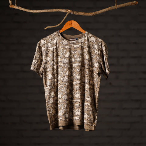 Buy Block Art Prints Natural Dyed Cotton Round Neck T-shirt Online at iTokri.com