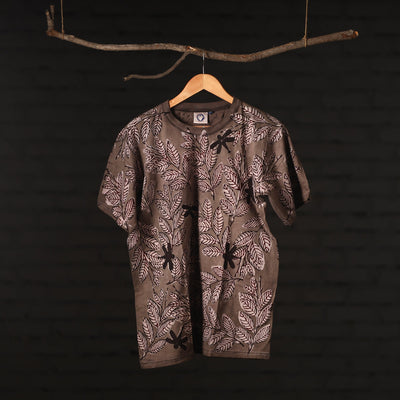  Bindaas Natural Dyed Art Block Print Round Neck T-shirt in Pure Cotton Online at iTokri.com