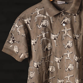 Bindaas Natural Dyed Art Block Print Unisex Polo Collar T-shirt