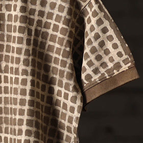 Bindaas Natural Dyed Art Block Print Unisex Polo Collar T-shirt