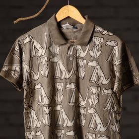 Buy Bindaas Natural Dyed Art Block Print Polo Collar T-shirt in Pure Cotton Online at iTokri.com