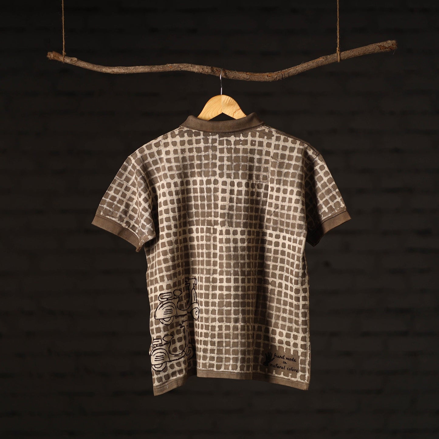 Bindaas Natural Dyed Art Block Print Unisex Polo Collar T-shirt