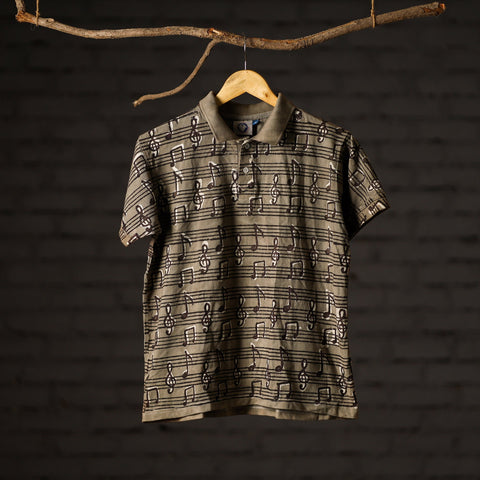  Bindaas Natural Dyed Art Block Print Polo Collar T-shirt in Cotton Online at iTokri.com