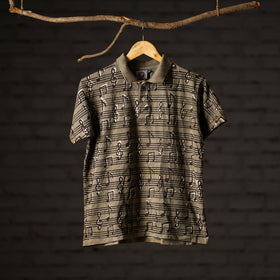  Bindaas Natural Dyed Art Block Print Polo Collar T-shirt in Cotton Online at iTokri.com