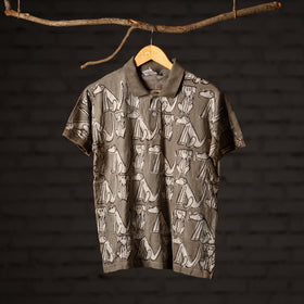 Buy Bindaas Natural Dyed Art Block Print Polo Collar T-shirt in Pure Cotton Online at iTokri.com