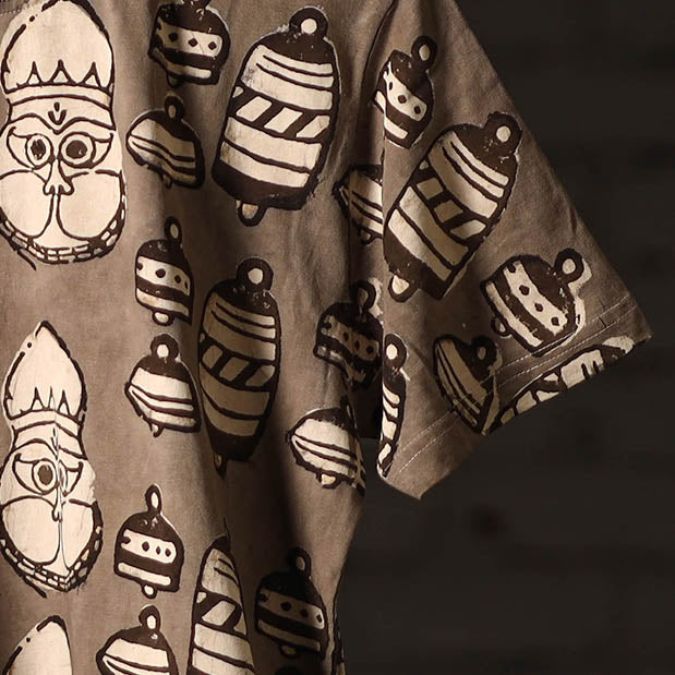 Brown - bindaas natural dyed art unisex round neck t-shirt