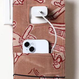 Brown Bindaas Block Printed Cotton Mobile Charging Holder 