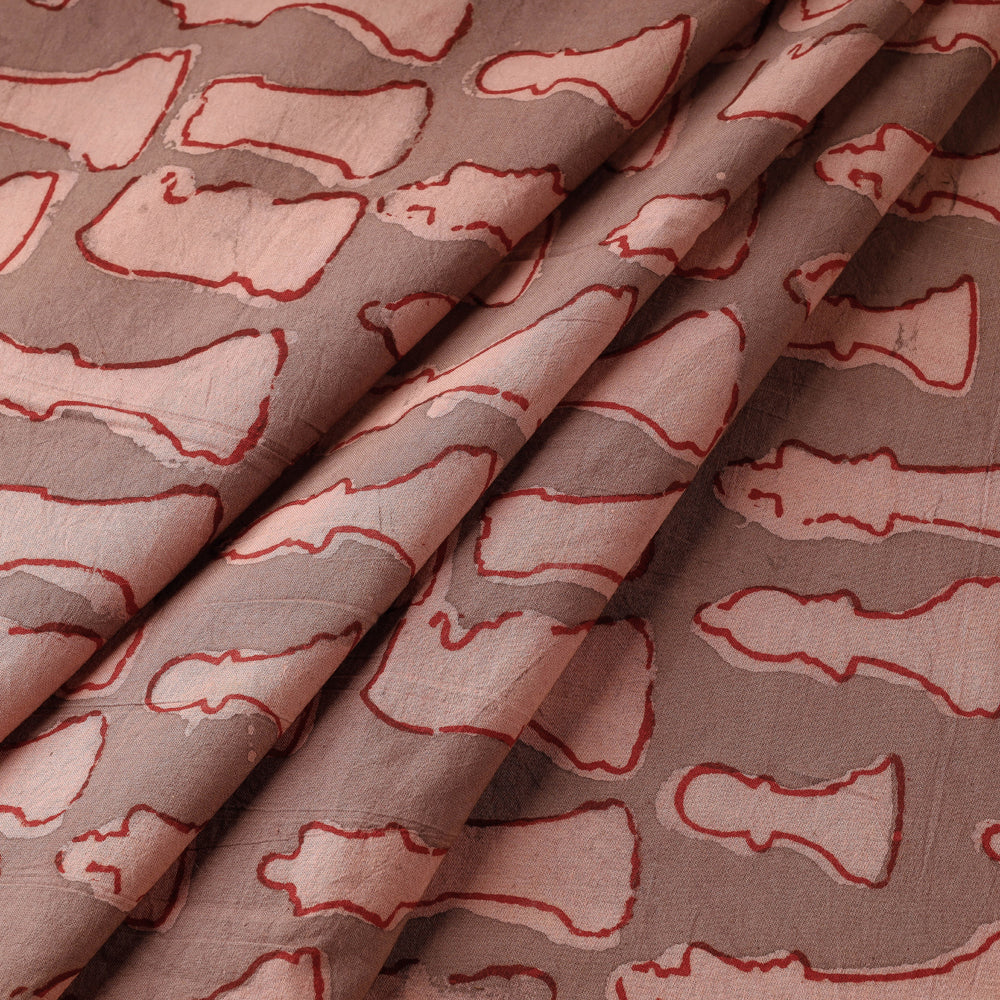 Brown - Bindaas Block Printed Natural Dyed Cotton Fabric