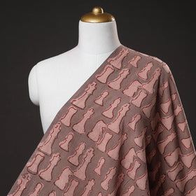 Brown - Bindaas Block Printed Natural Dyed Cotton Fabric