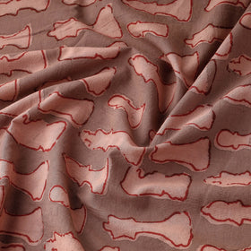 Brown - Bindaas Block Printed Natural Dyed Cotton Fabric
