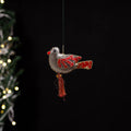 Brown - bird - hand embroidered felt christmas decor