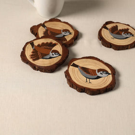 Birds - handpainted pine wood coaster (set of 4) 07