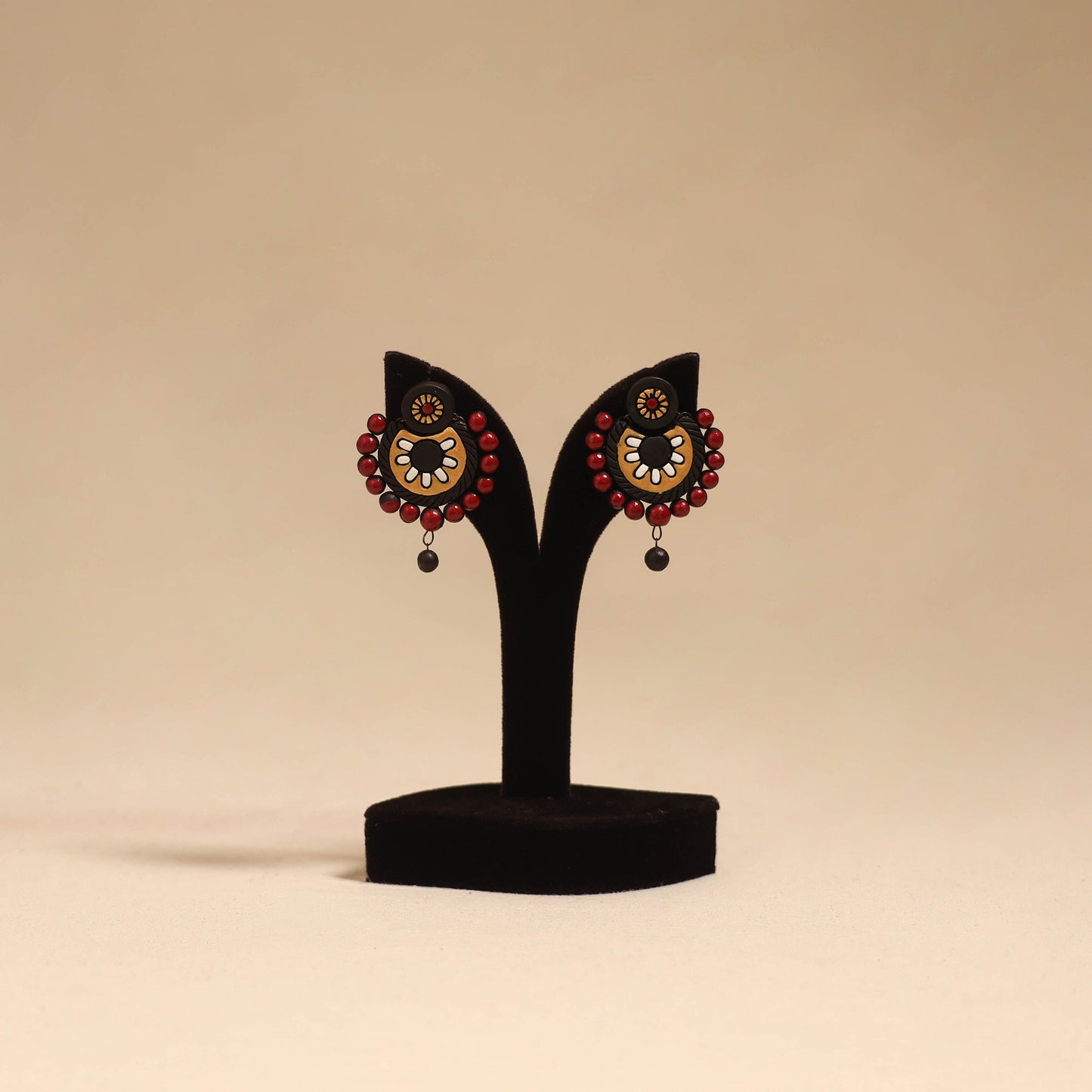 Bishnupur handpainted terracotta earrings 53 - handcrafted