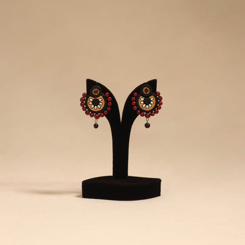 Bishnupur handpainted terracotta earrings 53 - handcrafted
