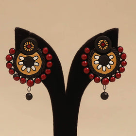 Bishnupur handpainted terracotta earrings 53 - handcrafted