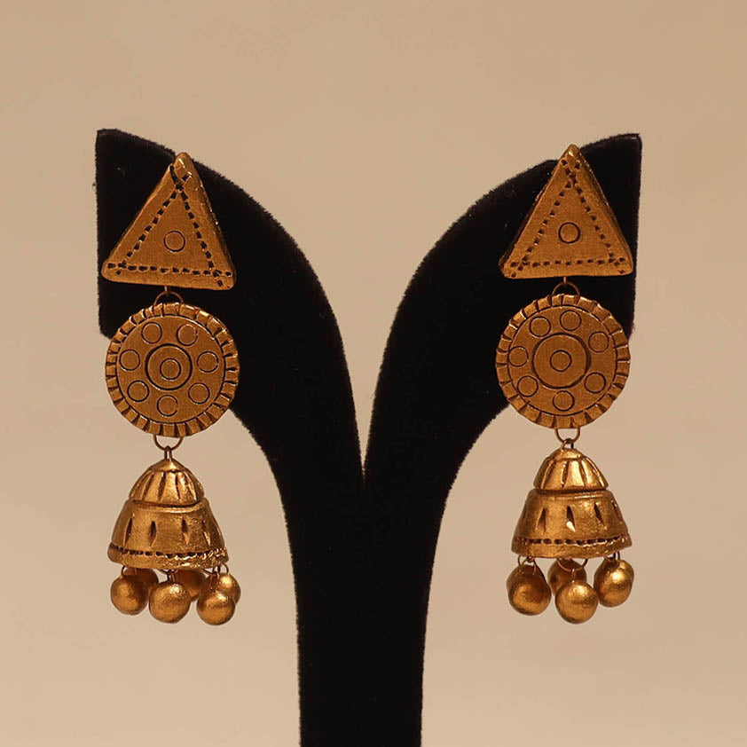 Bishnupur handpainted terracotta jhumki earrings 117