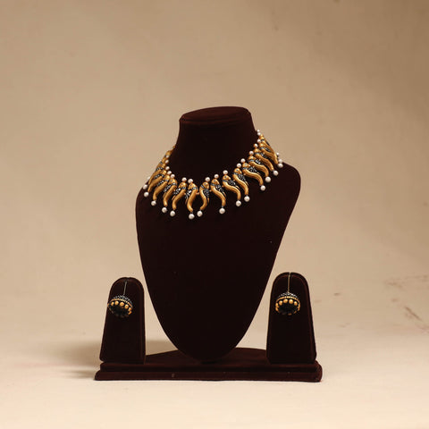 Bishnupur handpainted terracotta necklace set 04