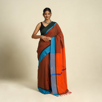  Brown Bishnupur Mul Cotton Saree from Bengal