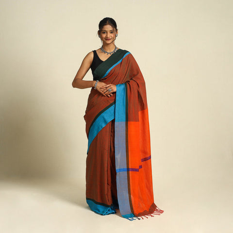  Brown Bishnupur Mul Cotton Saree from Bengal