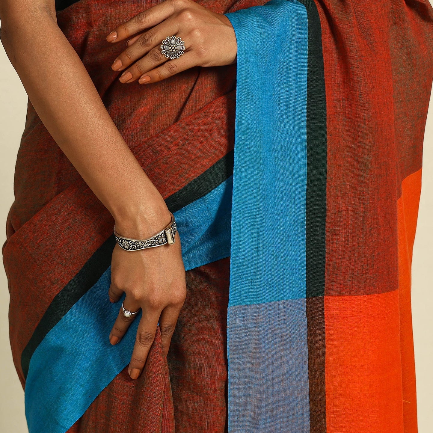  Brown Bishnupur Mul Cotton Saree from Bengal