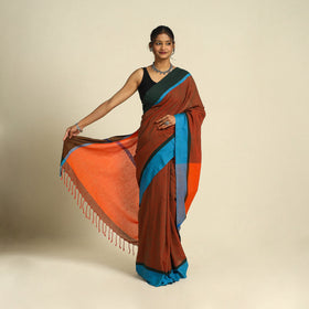  Brown Bishnupur Mul Cotton Saree from Bengal