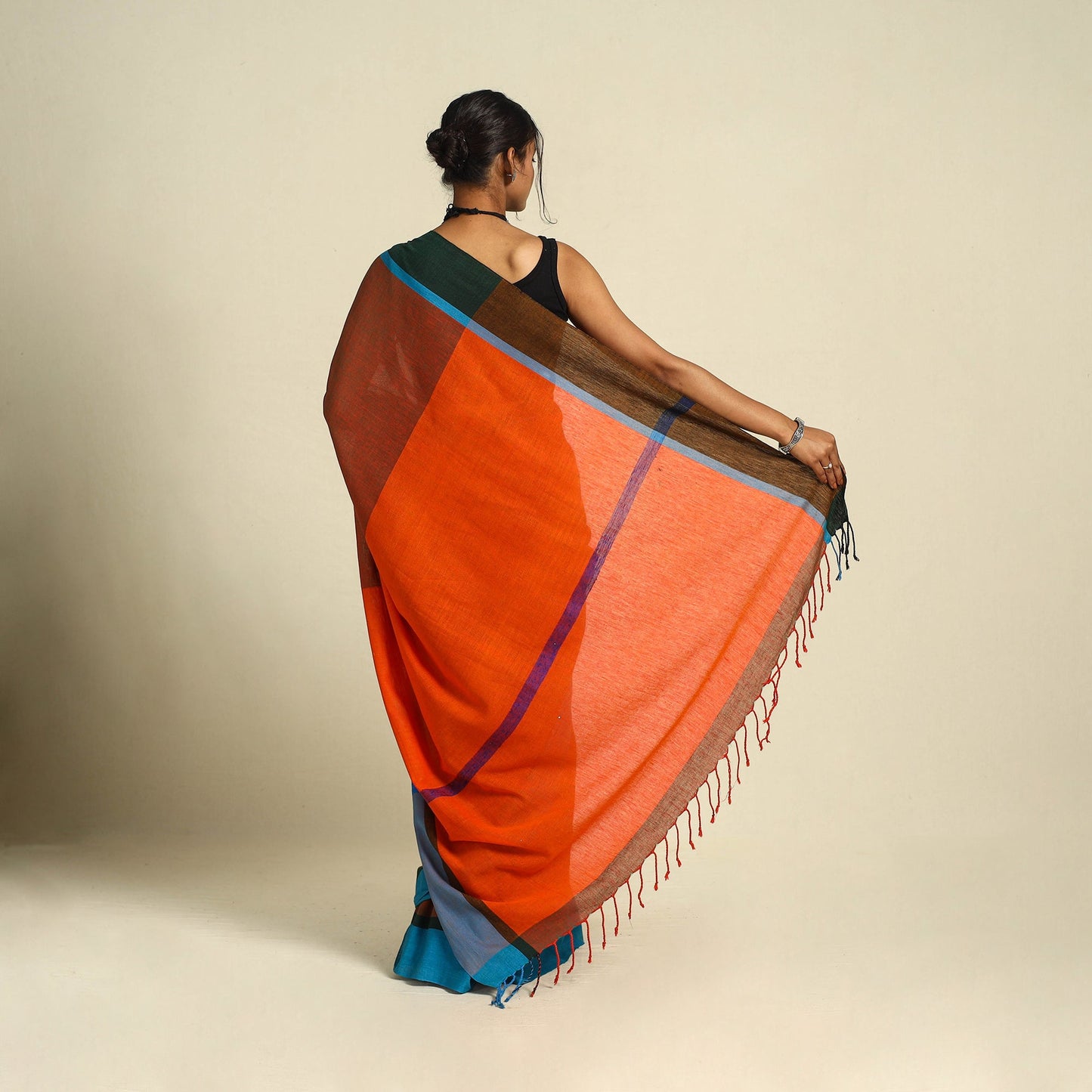  Brown Bishnupur Mul Cotton Saree from Bengal