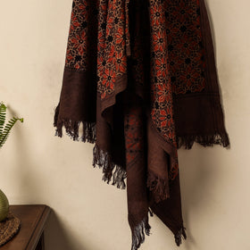 Brown Block Print Cotton Ajrakh Handloom Towel