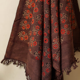Brown Block Print Cotton Ajrakh Handloom Towel